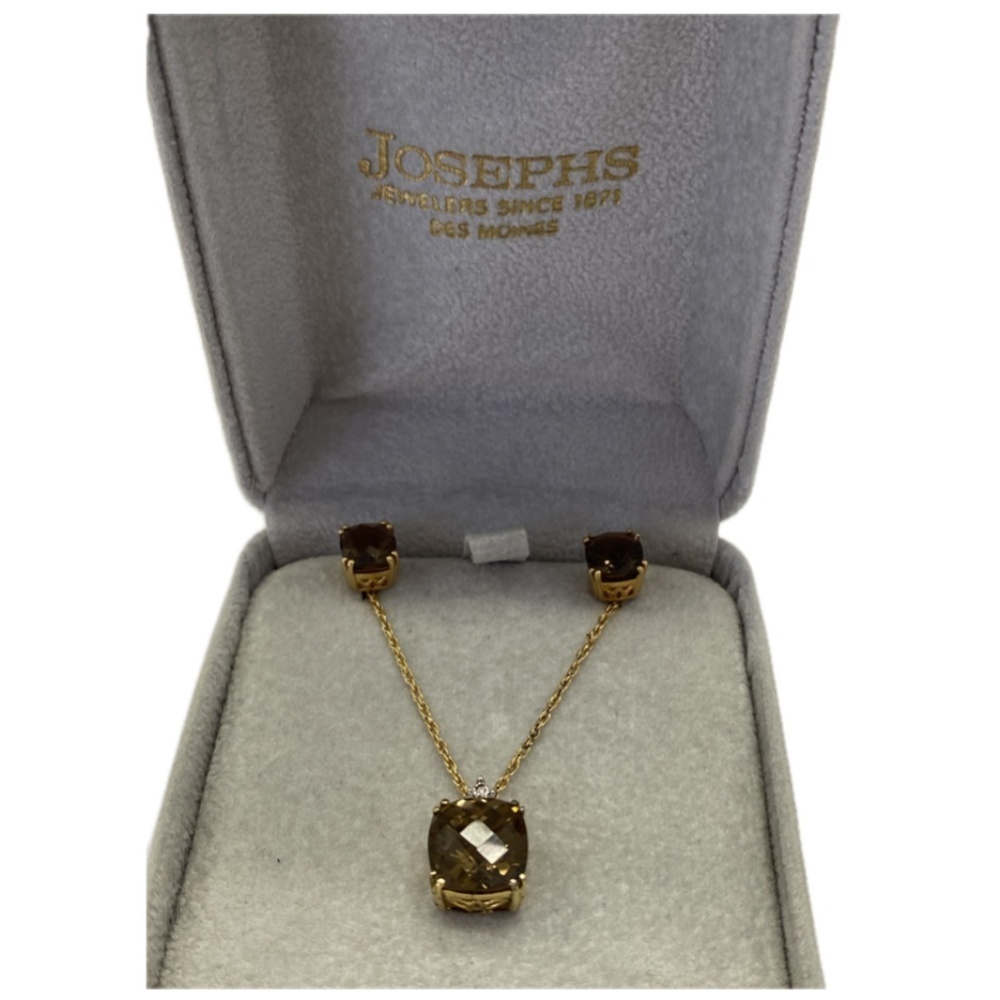 Smoky Quartz Necklace Earings Set - Picture 2 of 10